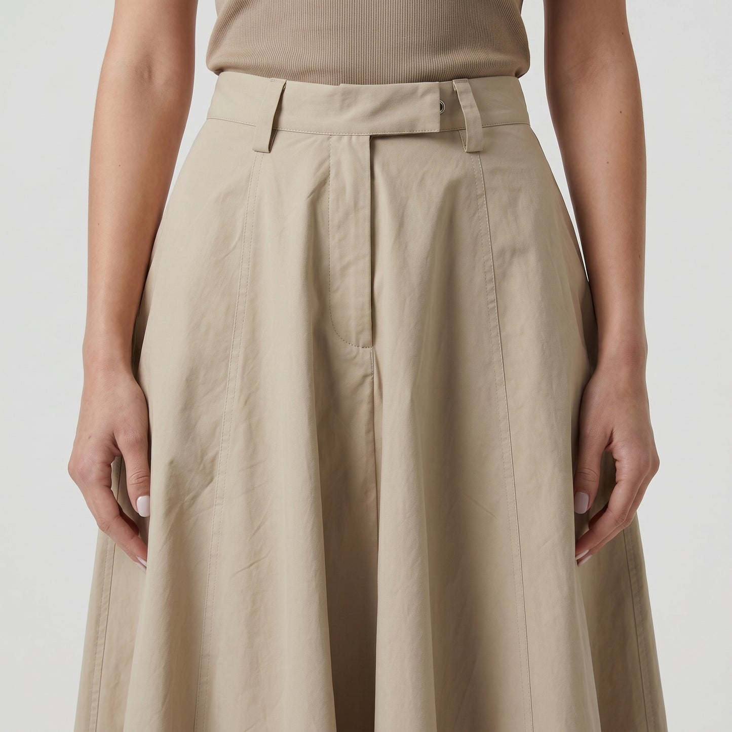 Tailored Beige A-Line Skirt