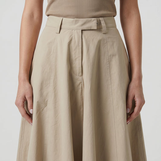 Tailored Beige A-Line Skirt