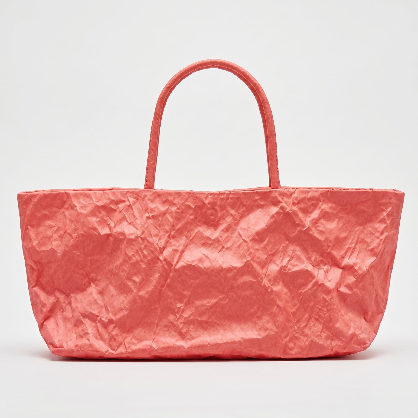 Coral Crinkled Satin Tote Bag