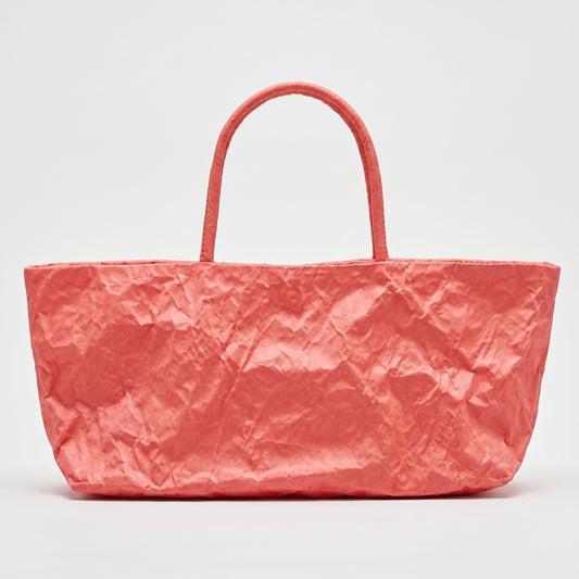 Coral Crinkled Satin Tote Bag
