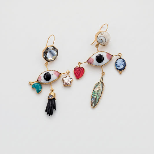 Eclectic Mixed Motif Statement Earrings