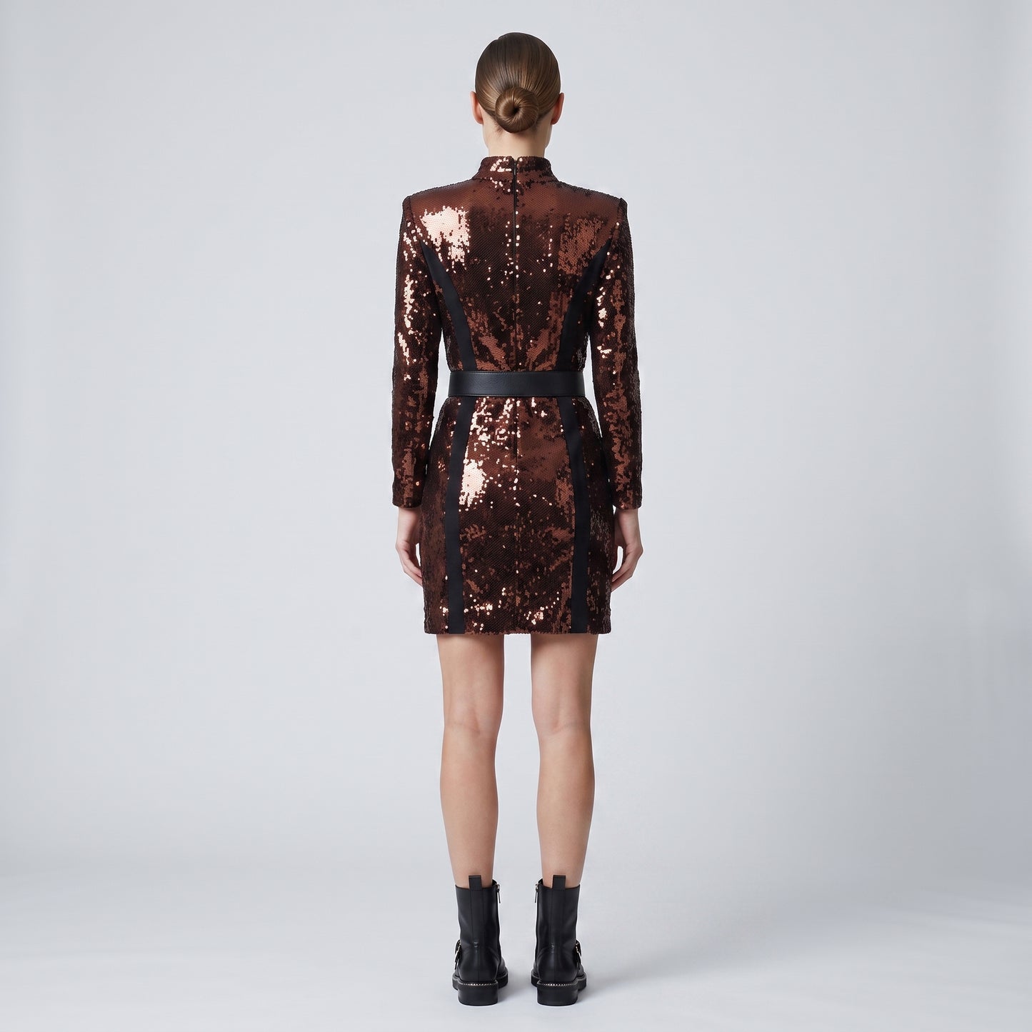 Sequin Mock Neck Mini Dress