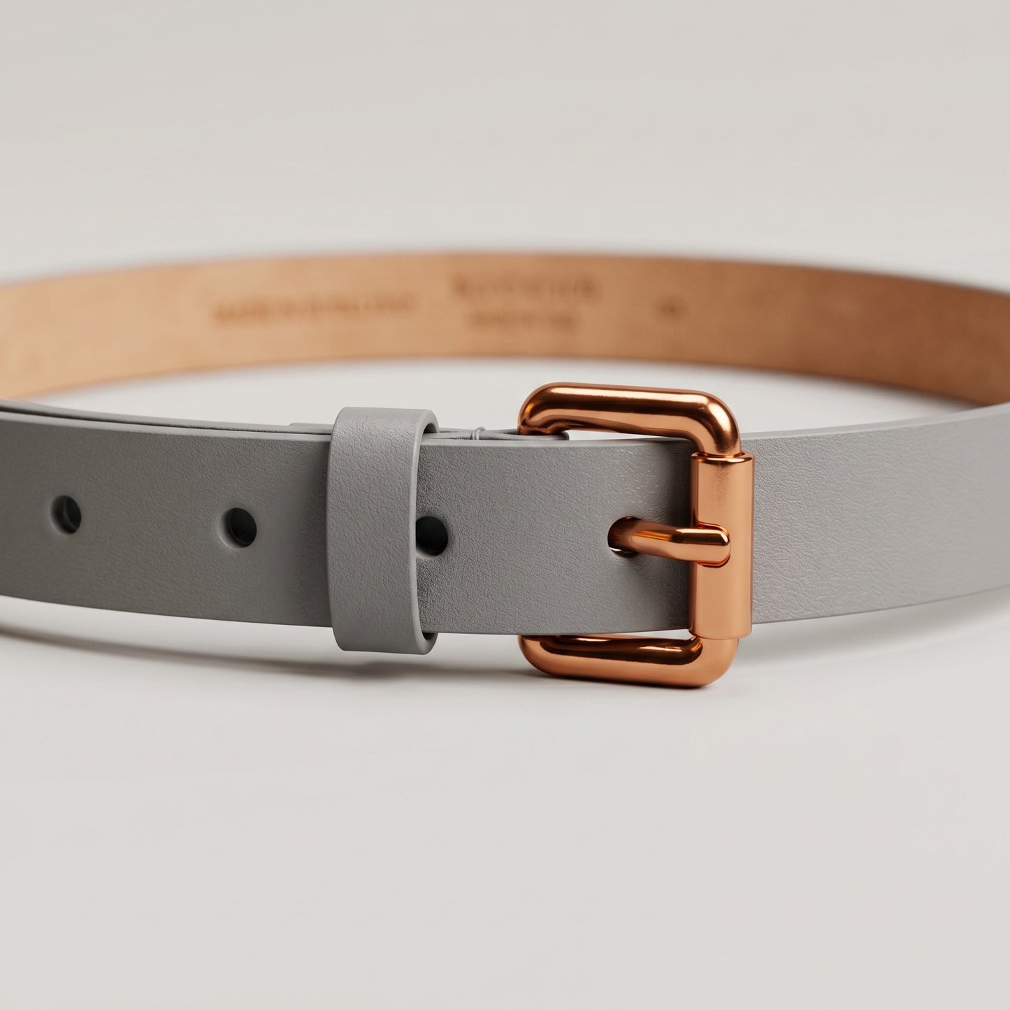 Slim Grey Leather Belt