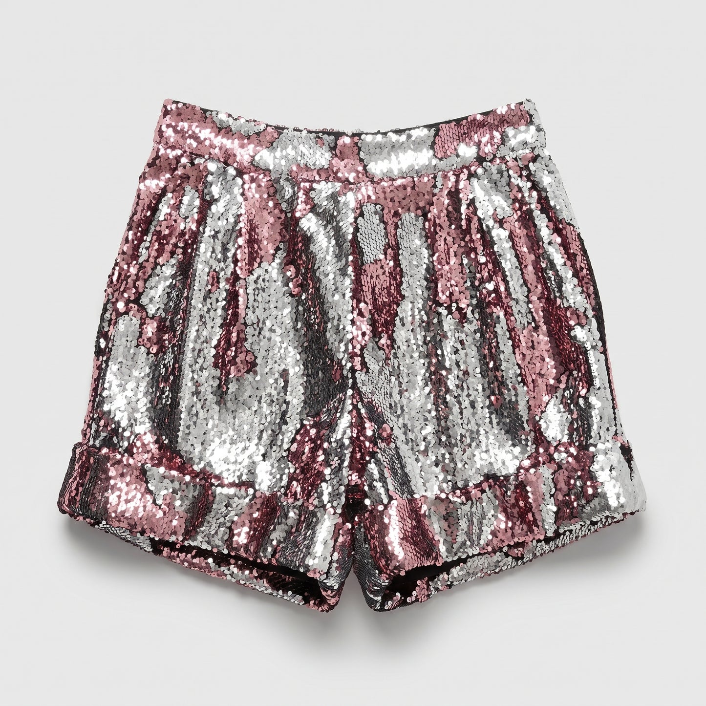 Sequin High-Waisted Cuffed Shorts
