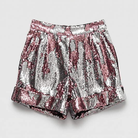 Sequin High-Waisted Cuffed Shorts