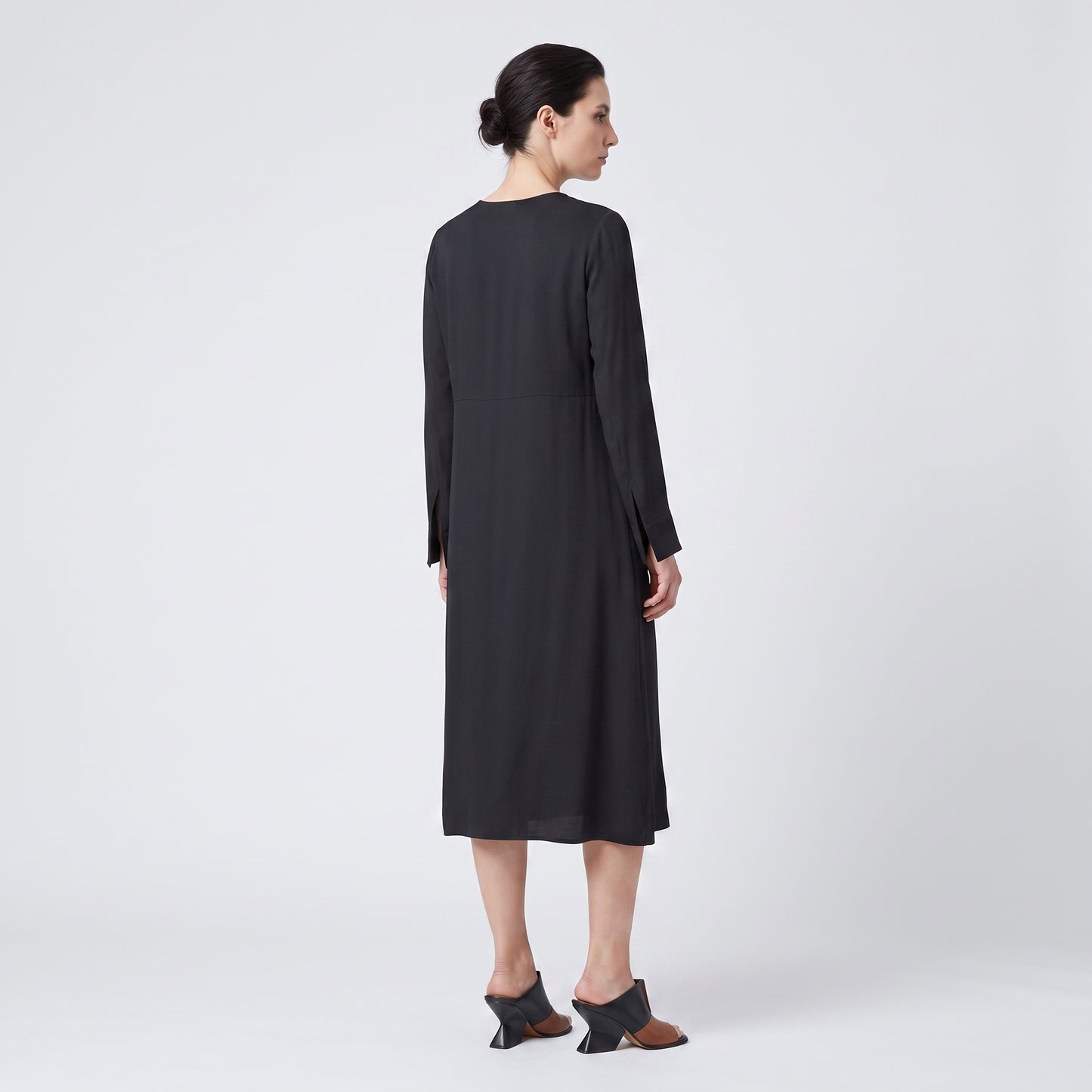 Black Ruffled Lapel Coat