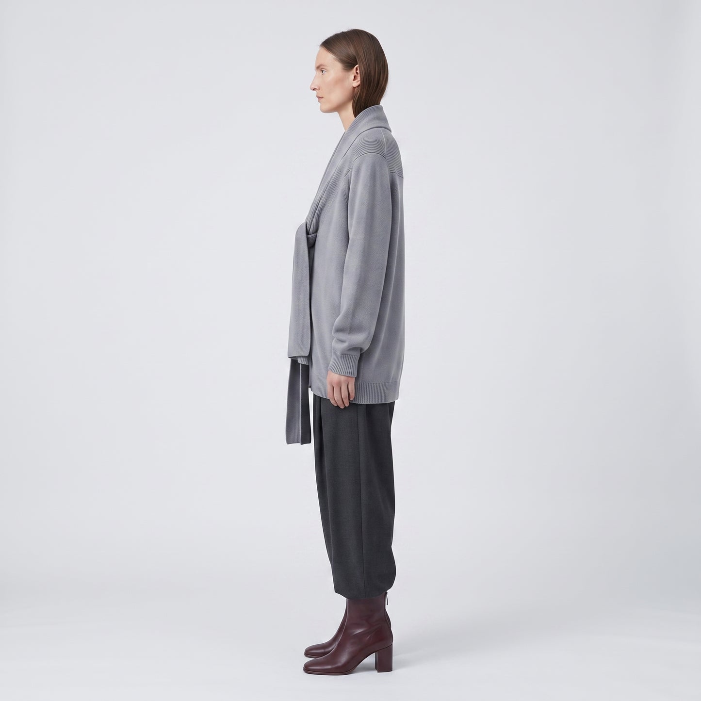 Grey Shawl Collar Cardigan