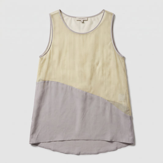 Two-Tone Sleeveless Silk Top