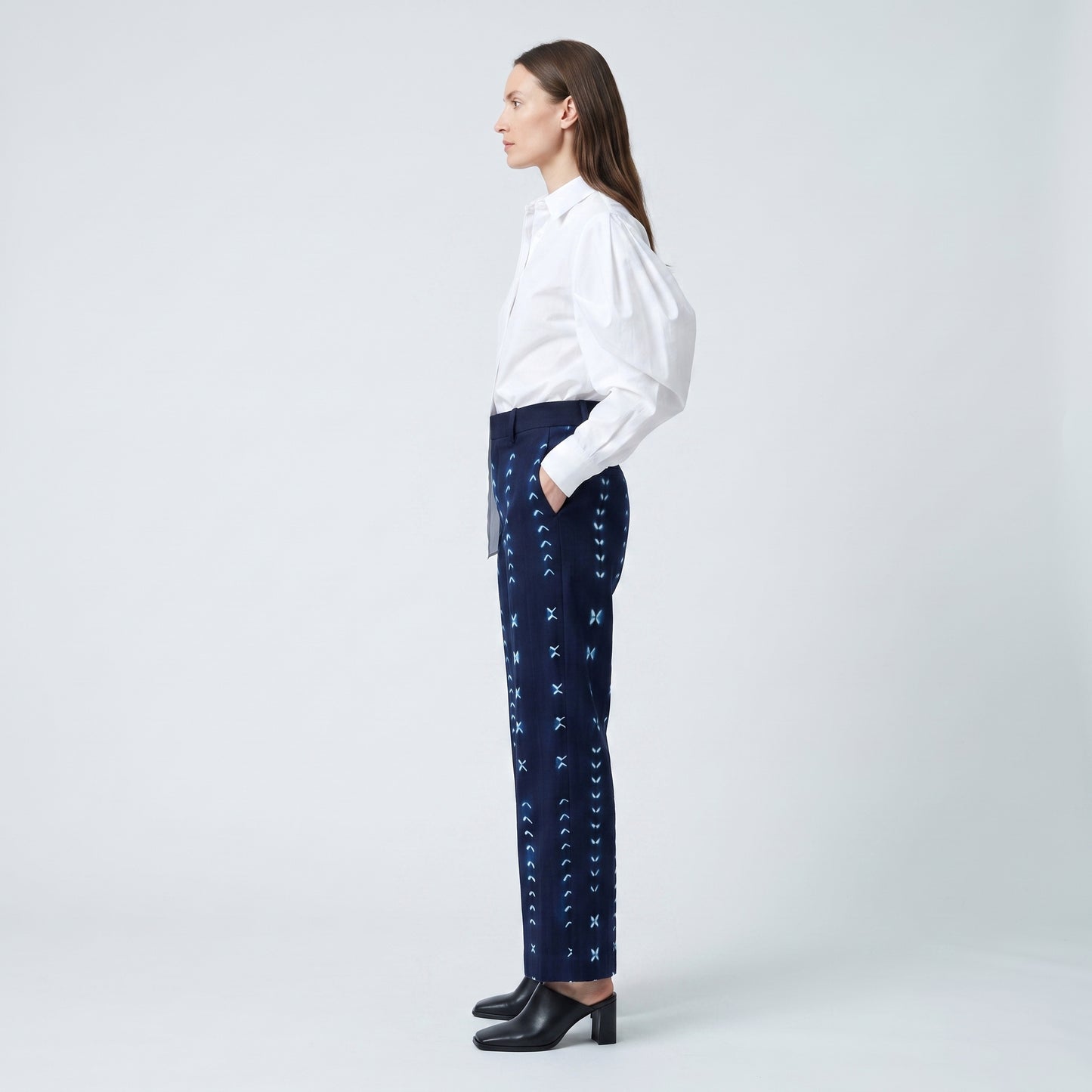 Indigo Shibori Patterned Trousers