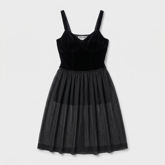 Black Velvet Corset Midi Dress
