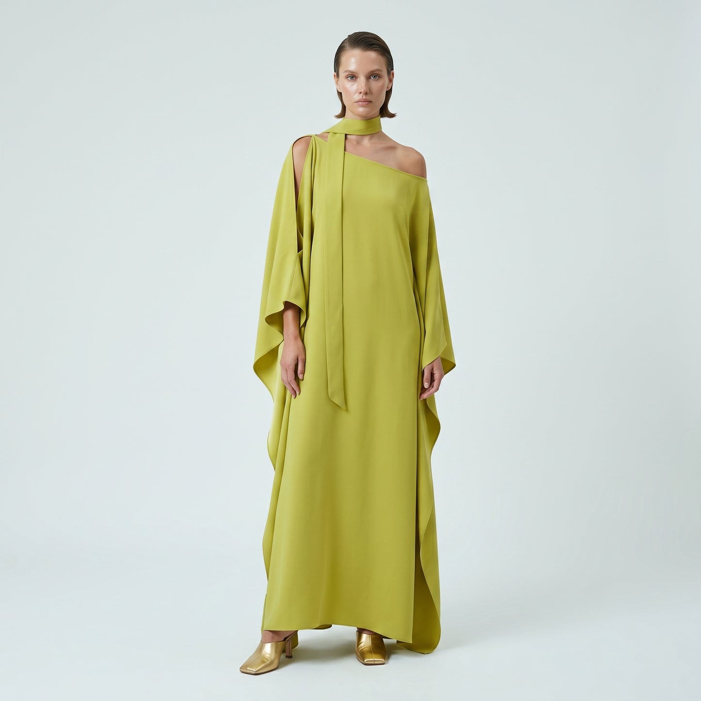 Asymmetric Crepe Kaftan Dress