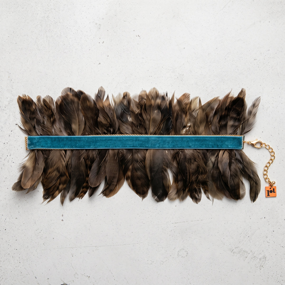 Feather Embellished Velvet Choker