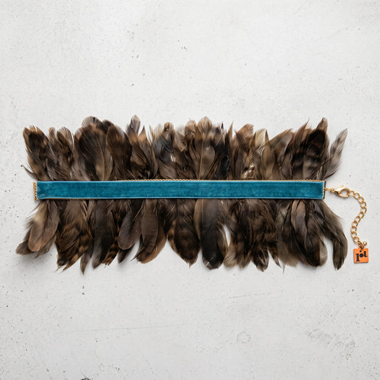 Feather Embellished Velvet Choker
