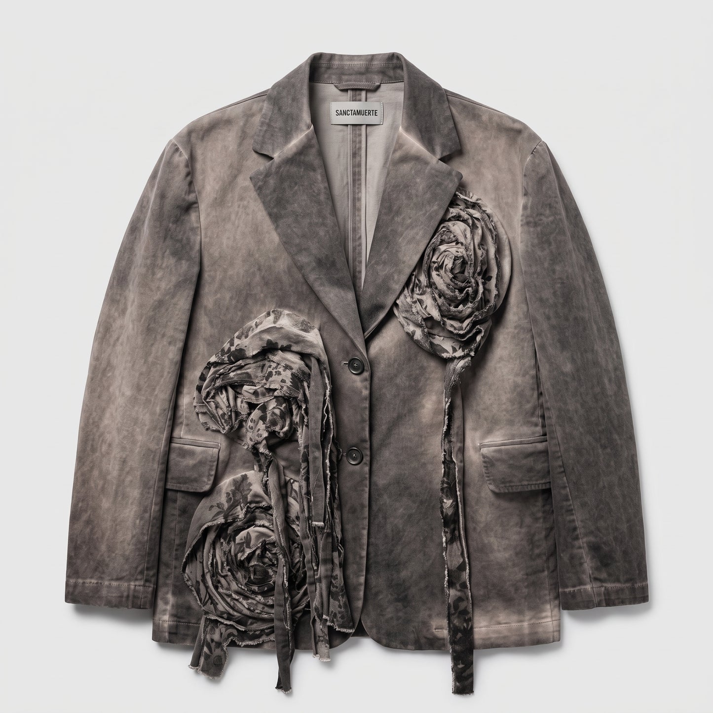 Distressed Floral Appliqué Blazer