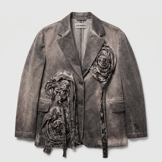 Distressed Floral Appliqué Blazer
