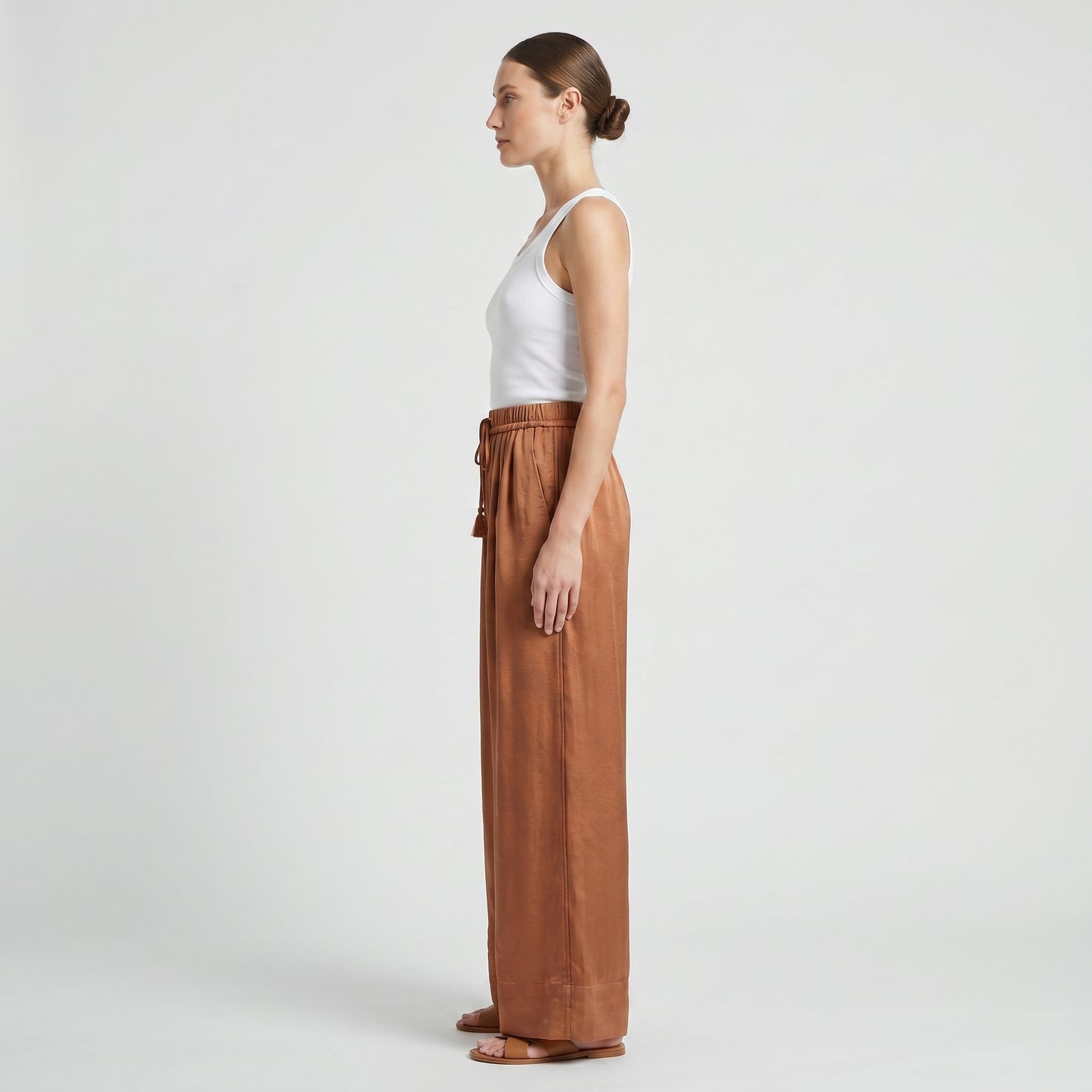 Fluid Wide-Leg Drawstring Trousers