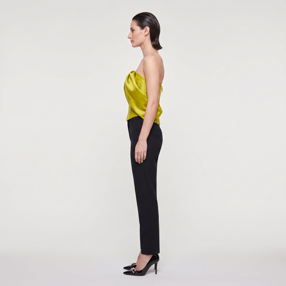 Architectural Chartreuse Strapless Corset Top