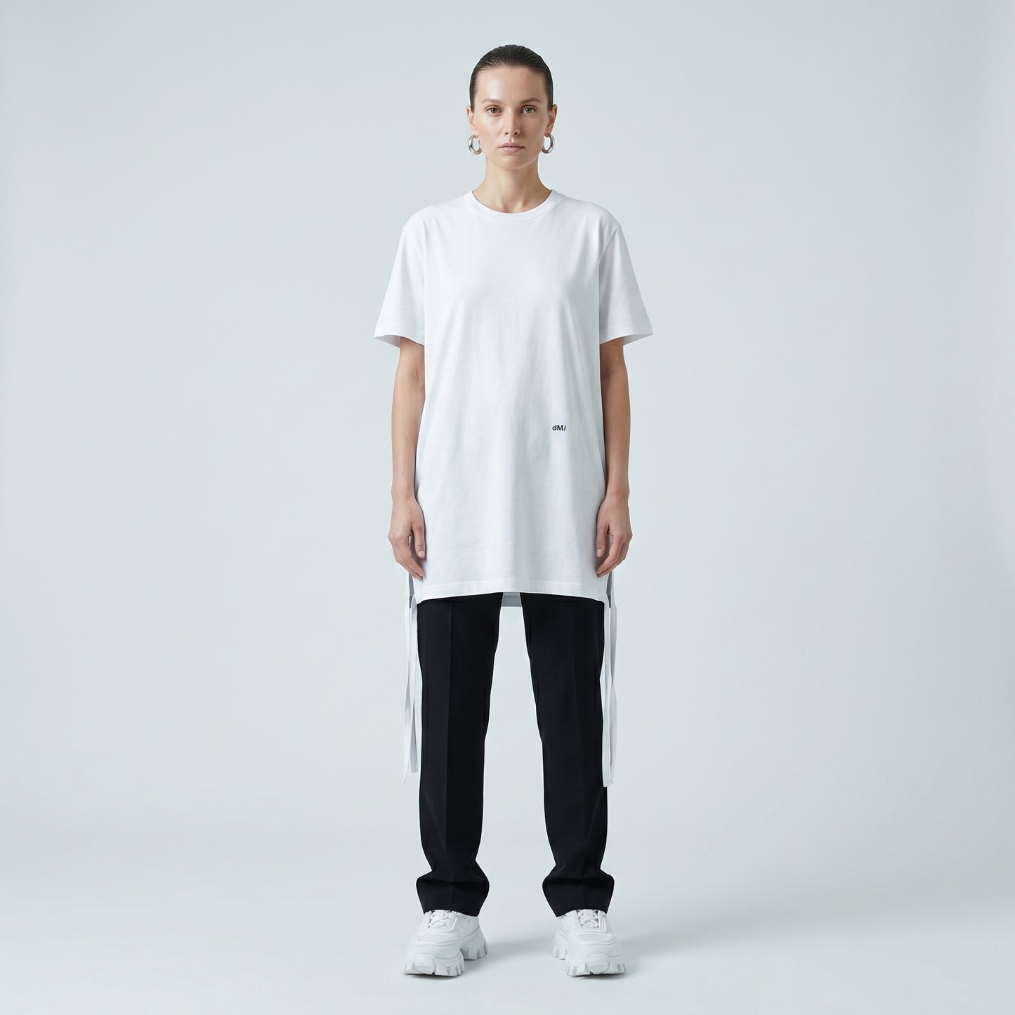 Minimalist White Side Tie T-Shirt