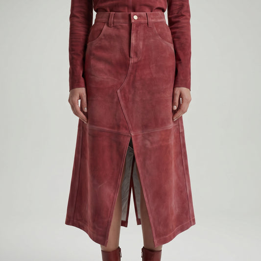 Suede Midi Split Skirt