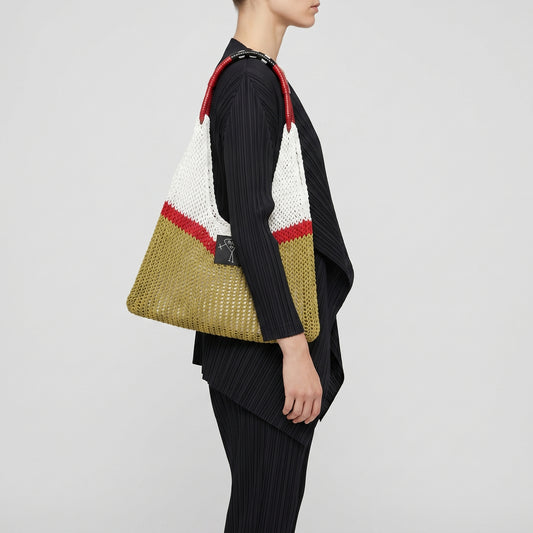 Colorblock Crochet Tote Bag