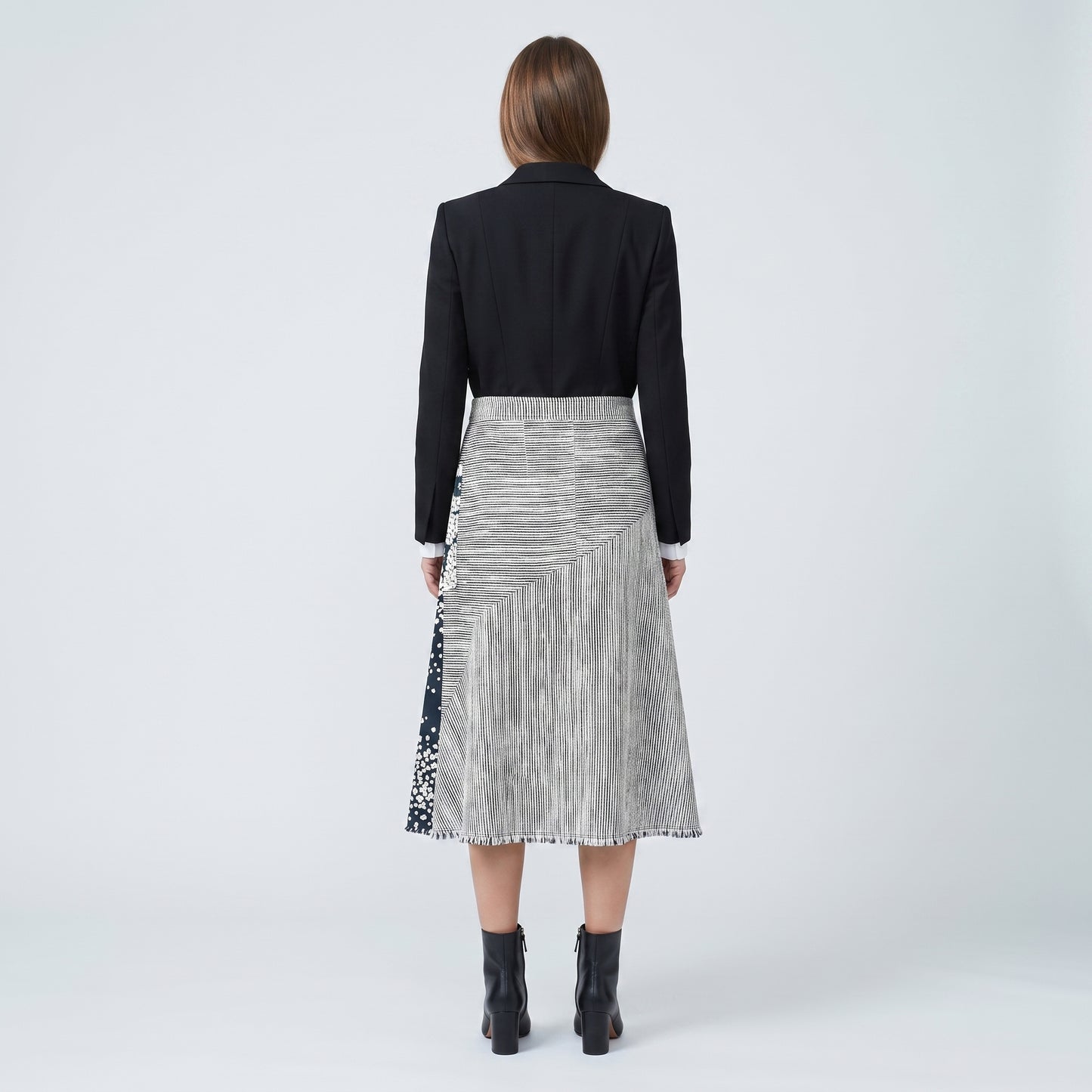 Abstract Striped Asymmetric A-Line Skirt
