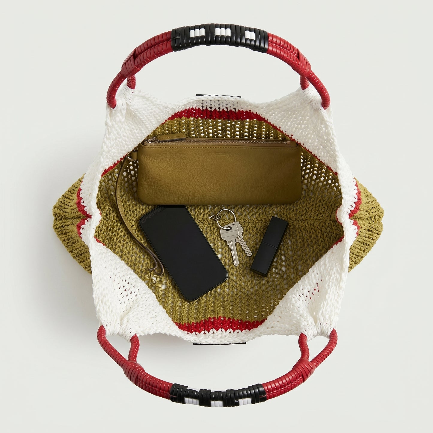 Colorblock Crochet Tote Bag