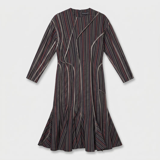 Architectural Striped Midi Dress