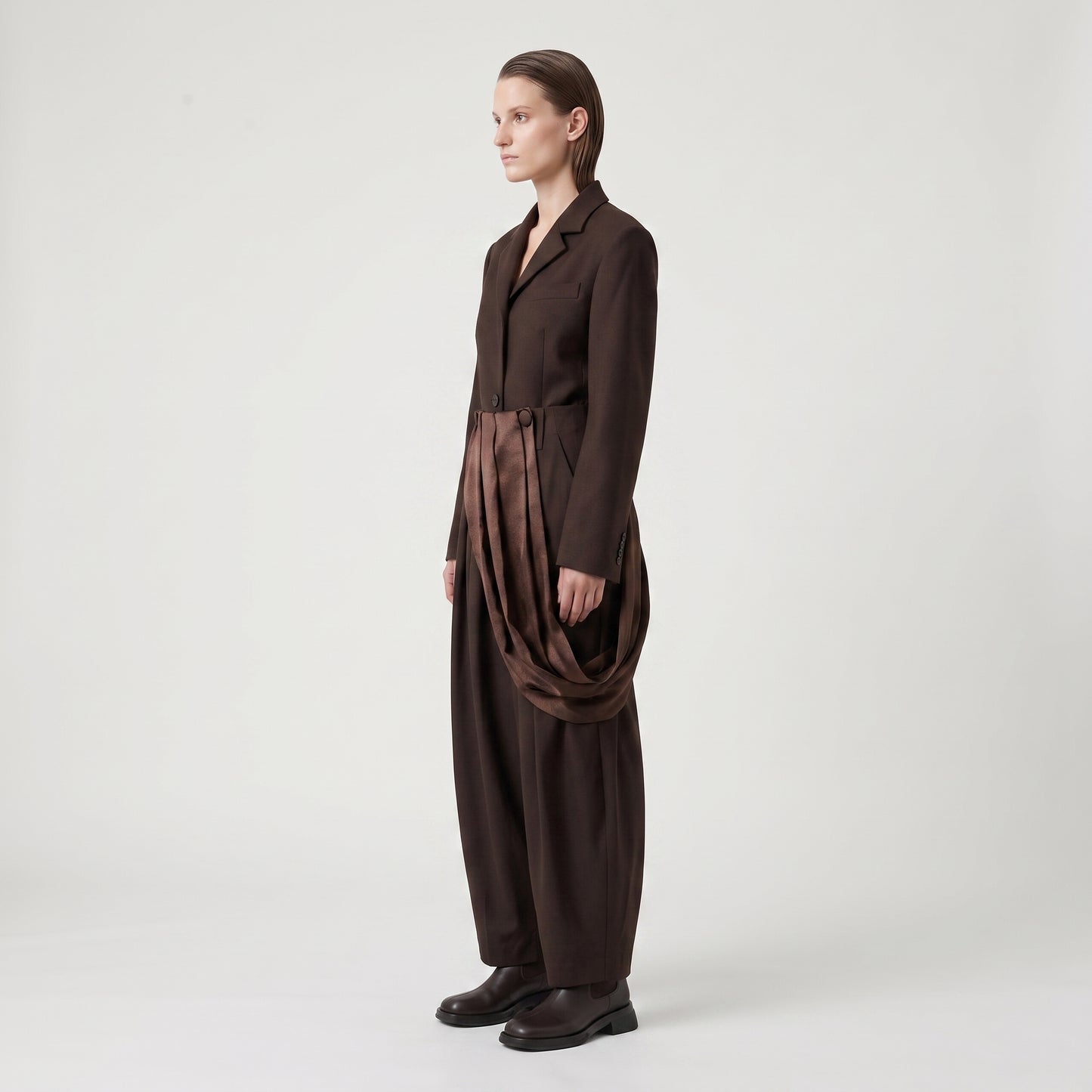 Draped Satin Accent Trousers