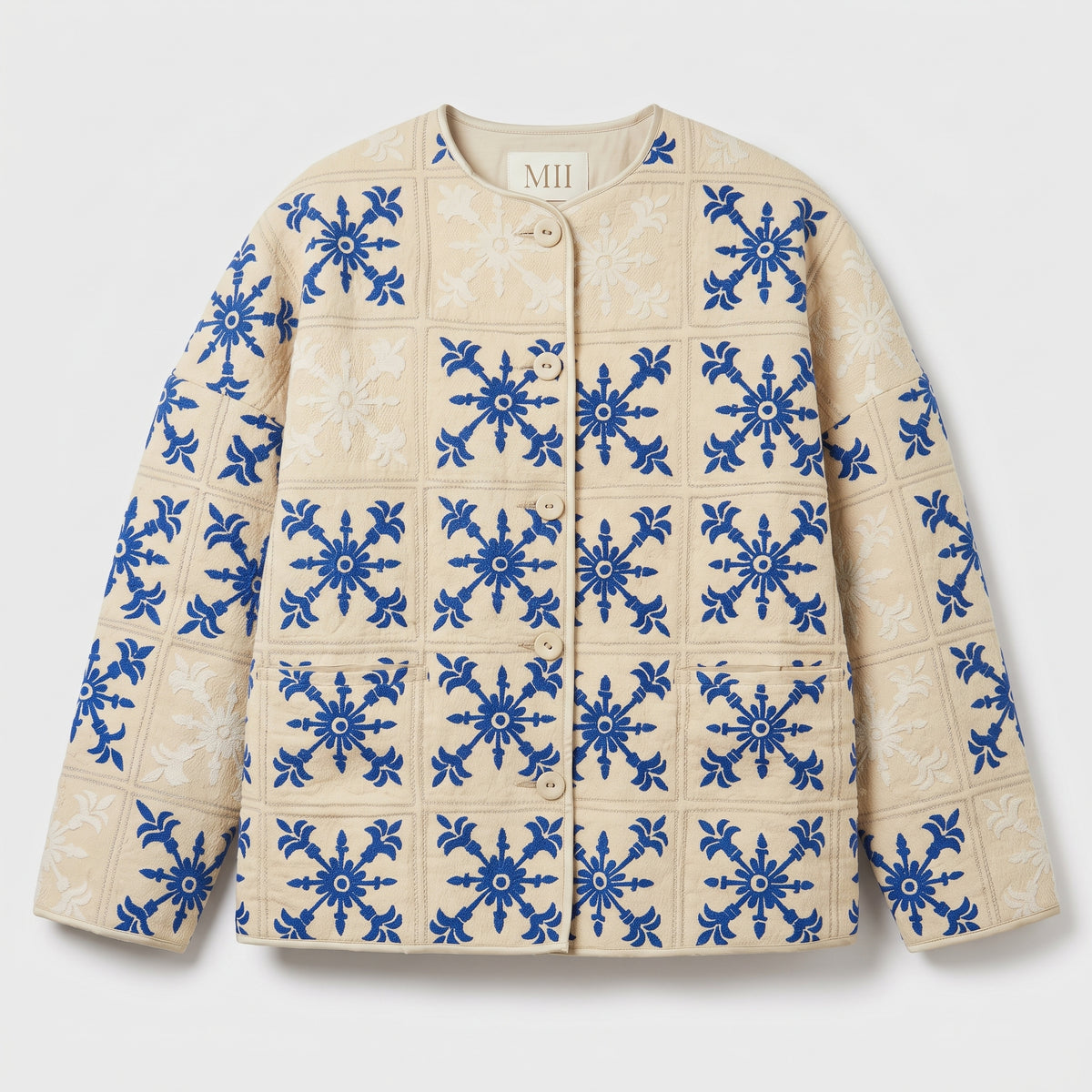 Embroidered Quilted Boxy Jacket