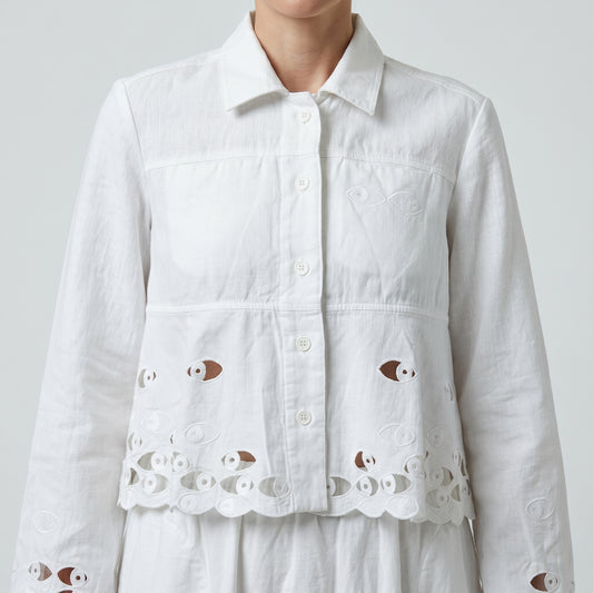 Embroidered Cutout Cropped Jacket
