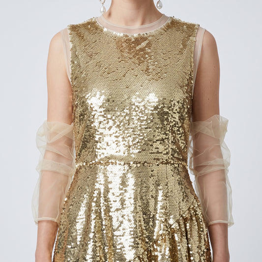 Metallic Sequin Embellished Midi Dress