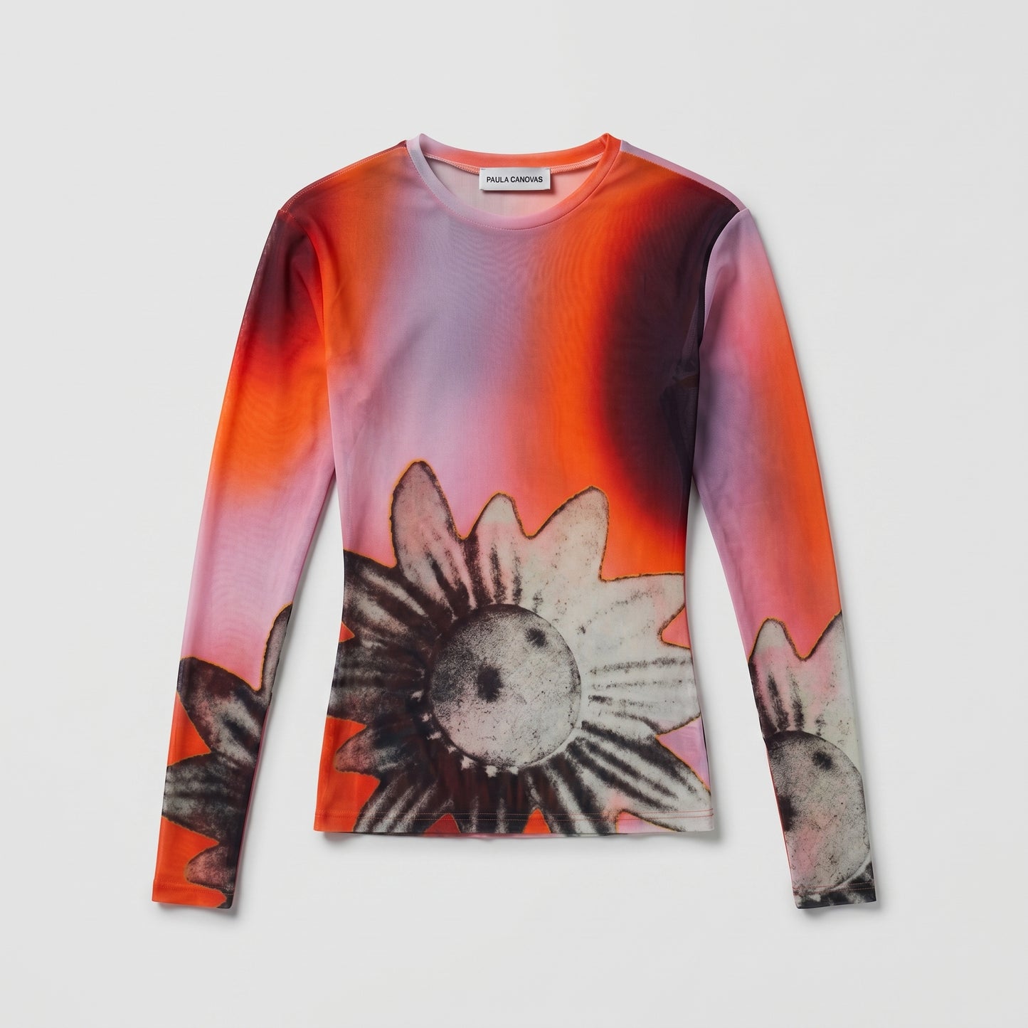 Abstract Floral Mesh Long Sleeve