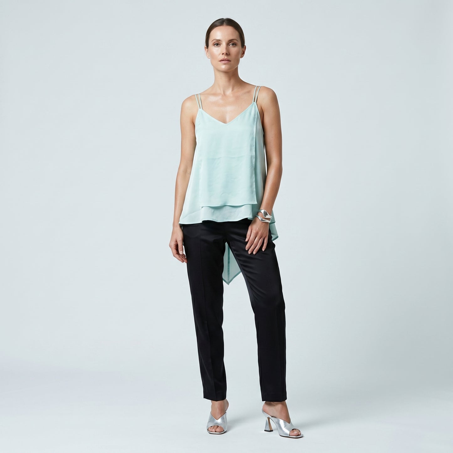 Layered Asymmetric Mint Camisole