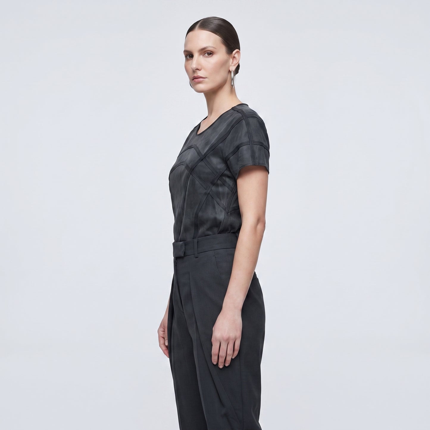 Architectural Paneled Suede Tee