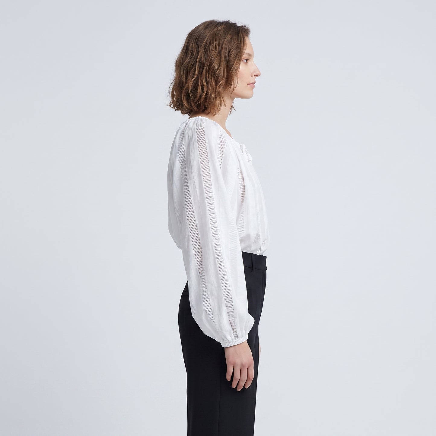 Airy White Gathered Blouse