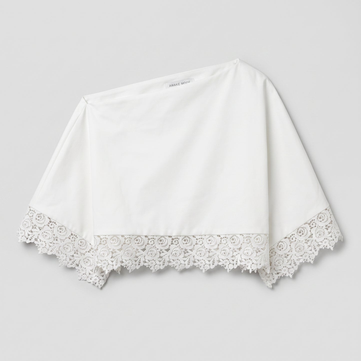 One-Shoulder Lace-Trimmed Cotton Top