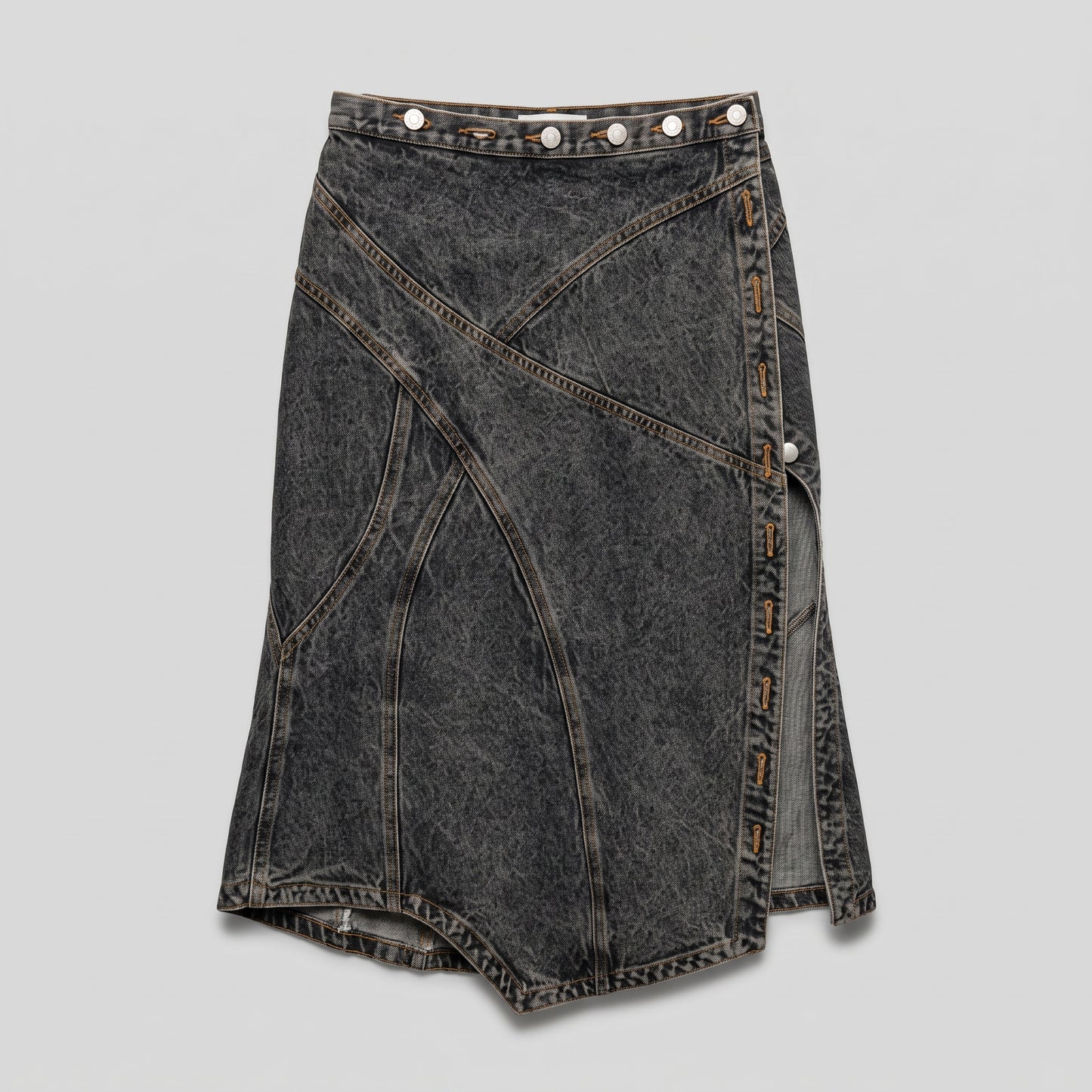 Asymmetric Acid Wash Denim Skirt