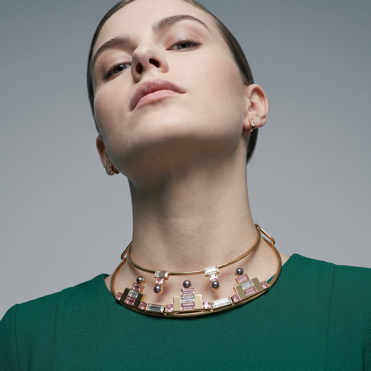 Geometric Crystal Embellished Choker
