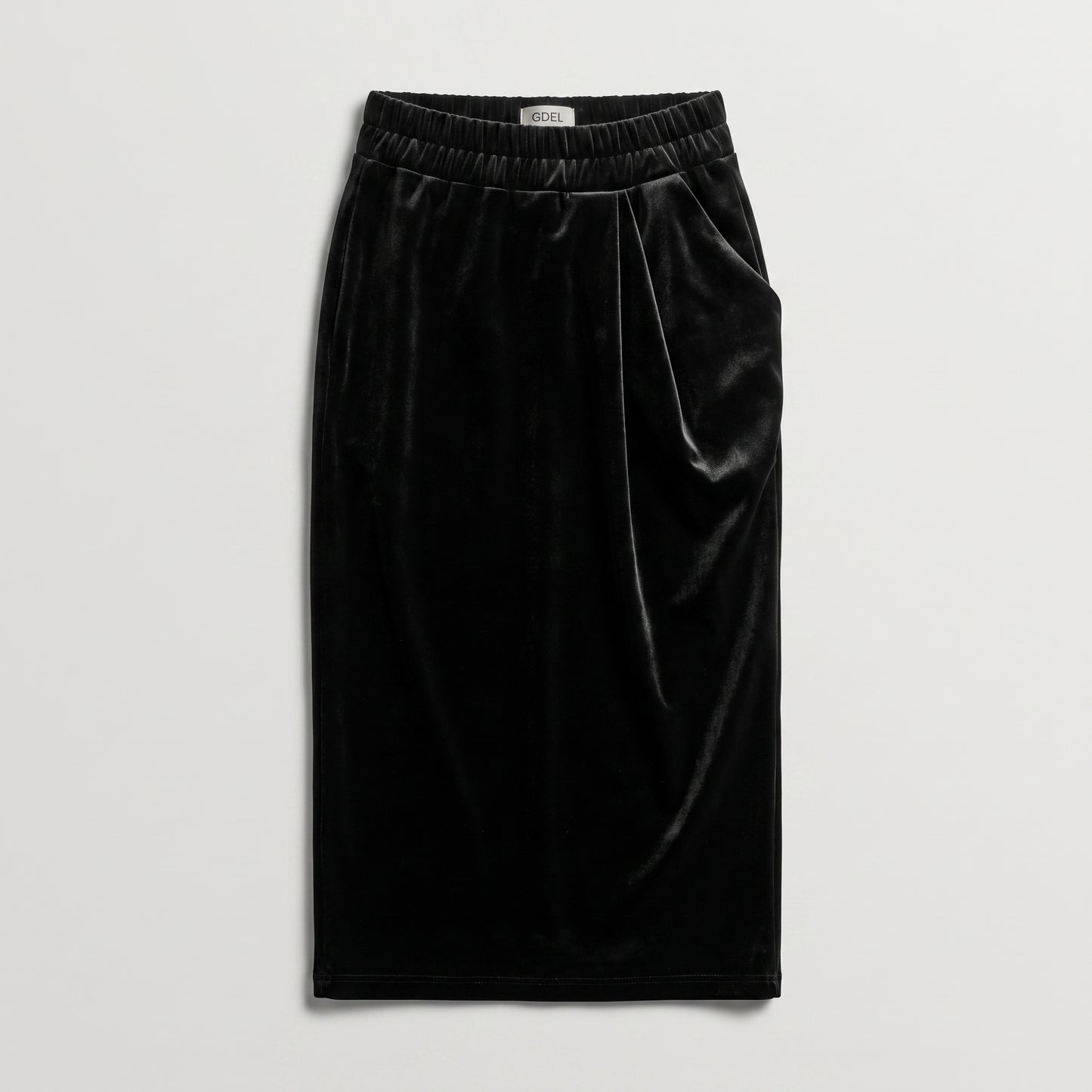 Velvet Draped Midi Skirt