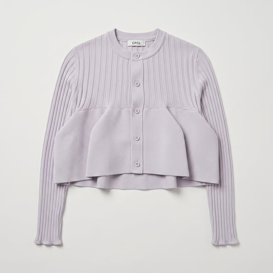 Ribbed Peplum Buttoned Cardigan