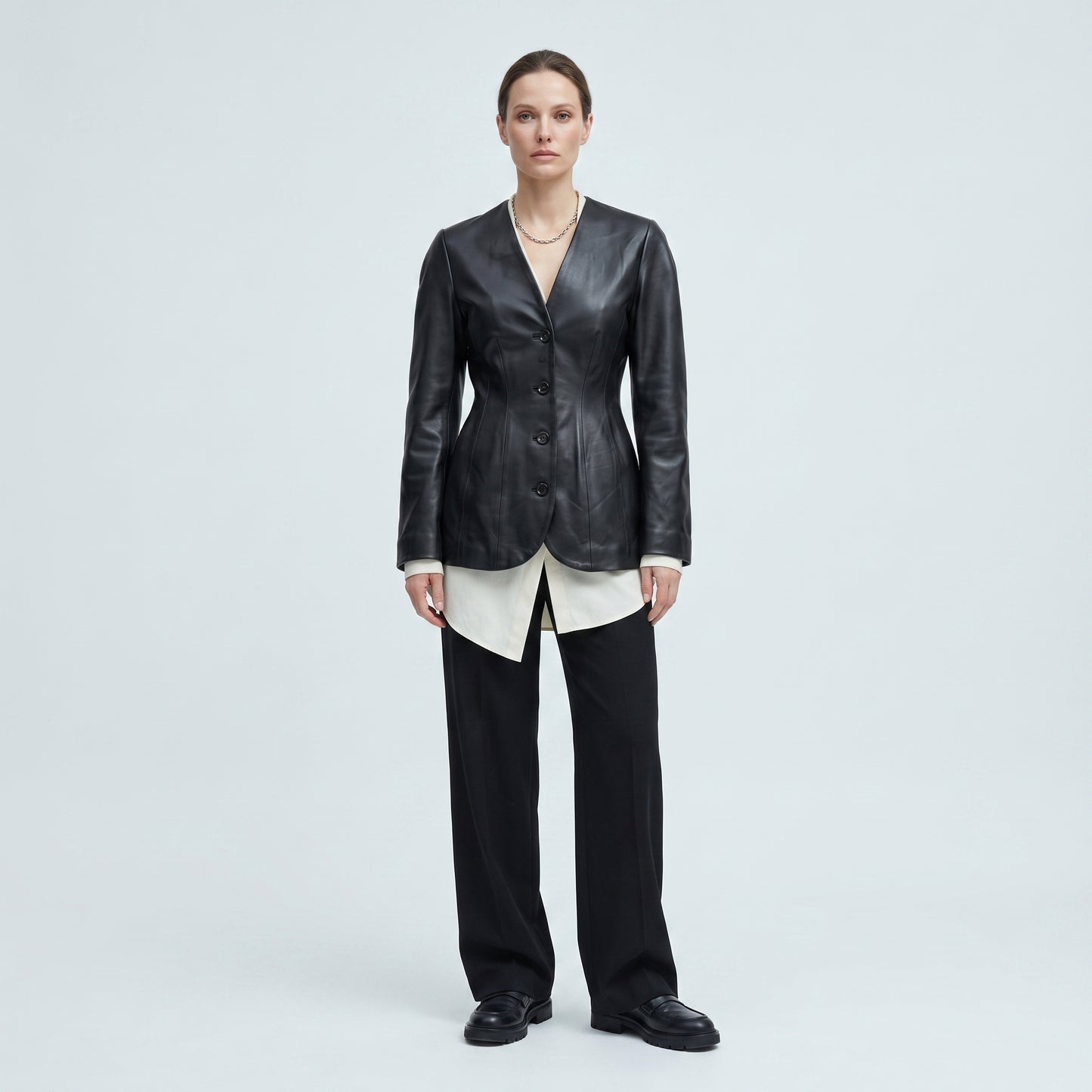 Tailored Leather Fitted Jacket