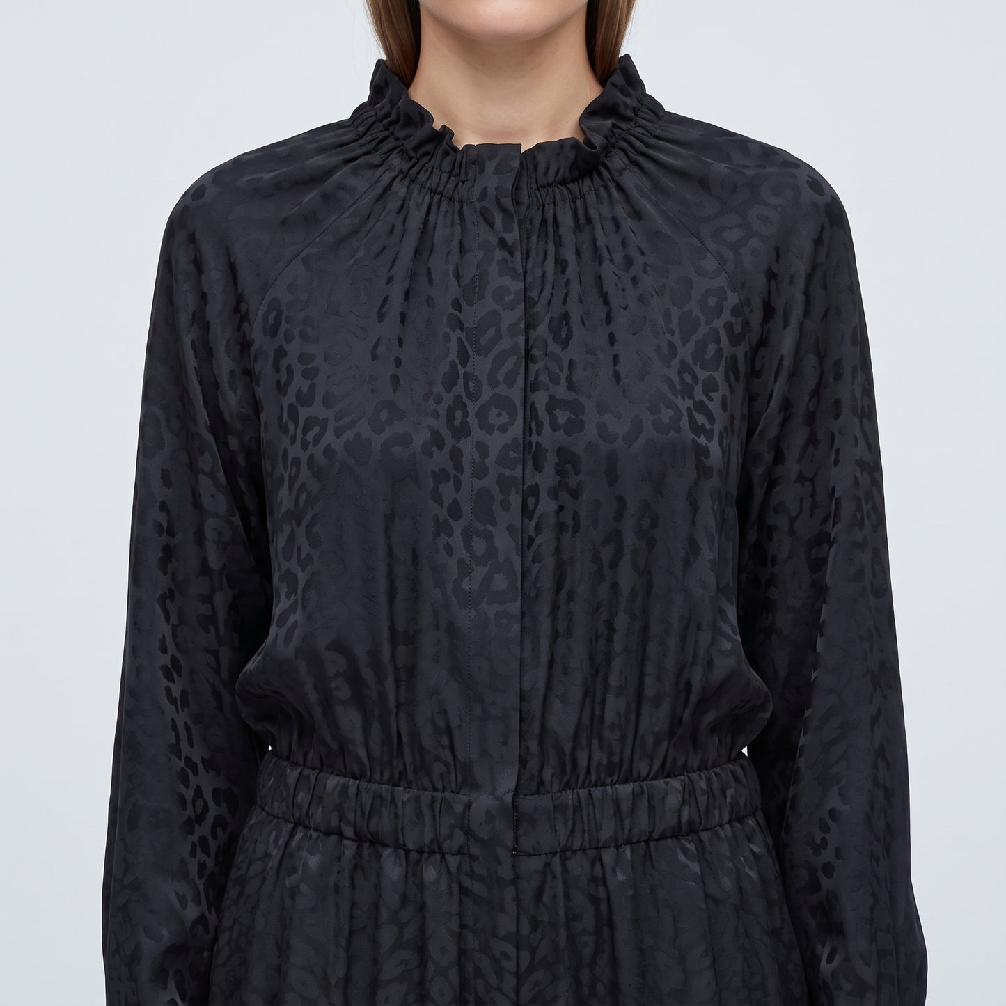 Elegant Black Jacquard Jumpsuit