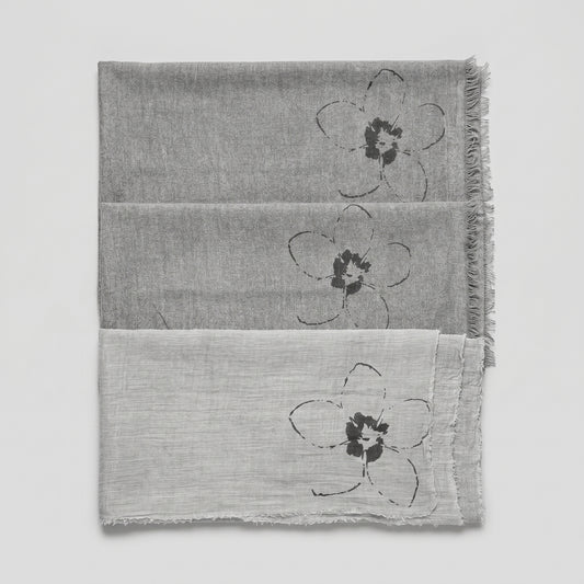 Floral Print Linen Blend Scarf