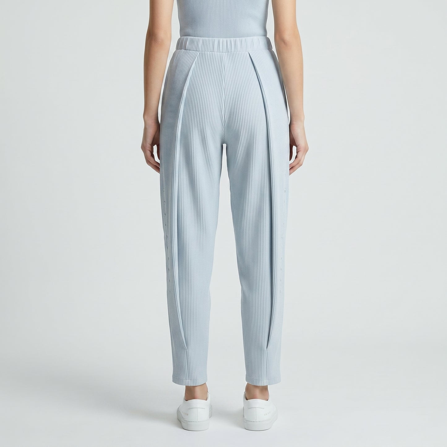 Ribbed High-Waisted Tailored Trousers