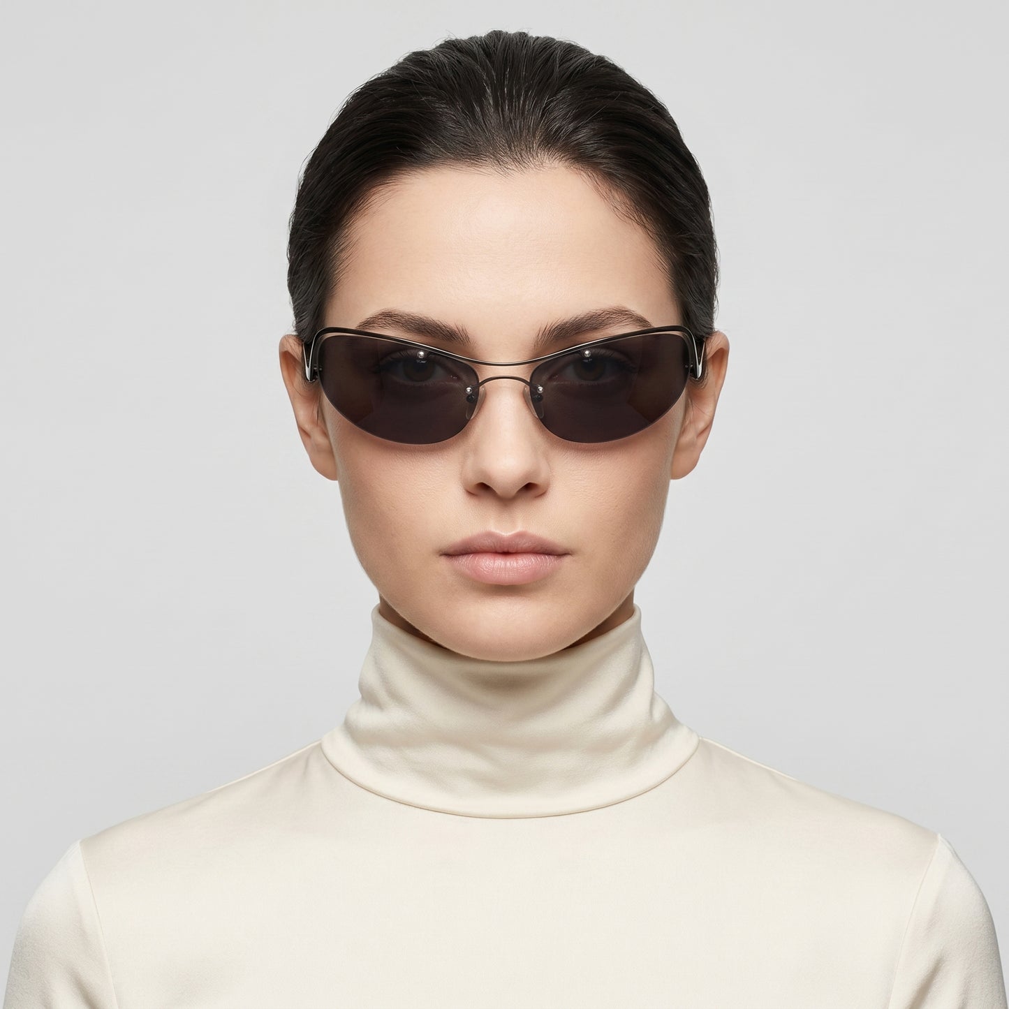 Futuristic Rimless Metal Sunglasses