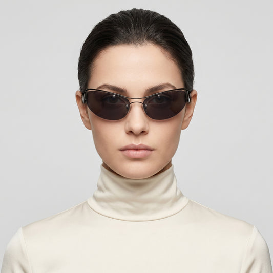 Futuristic Rimless Metal Sunglasses