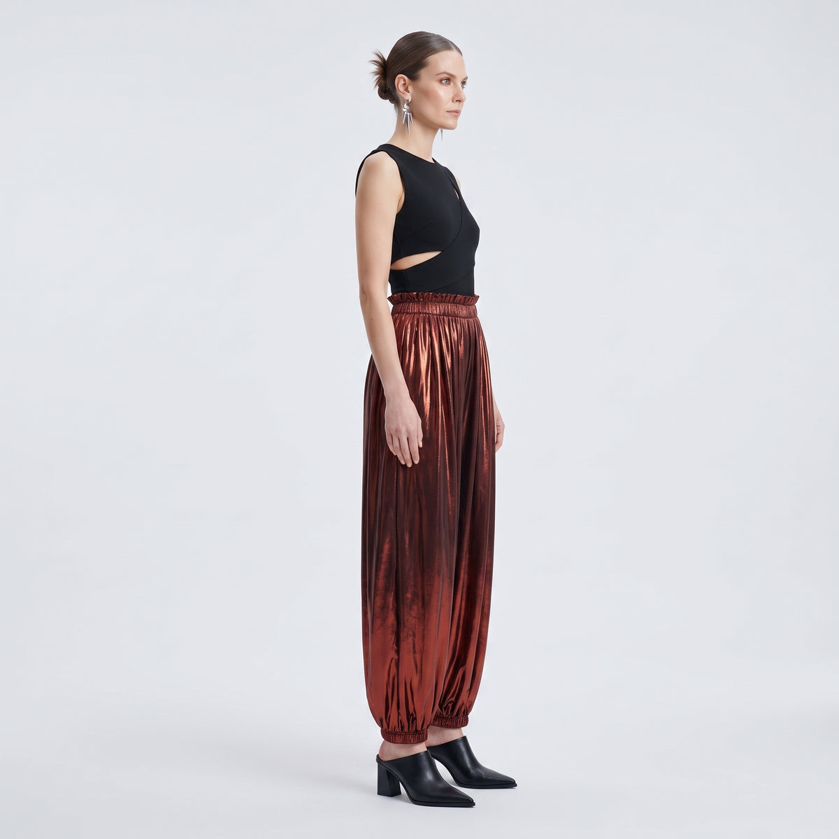 Metallic Ombre Ruched Trousers