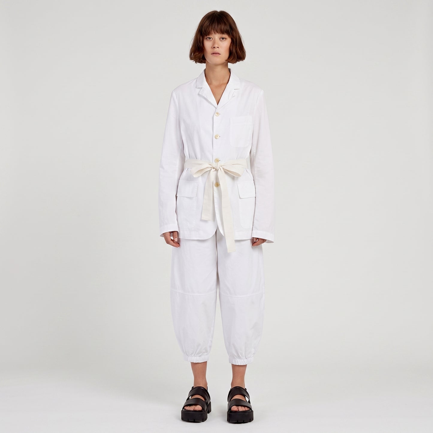 Tailored White Cotton Blazer