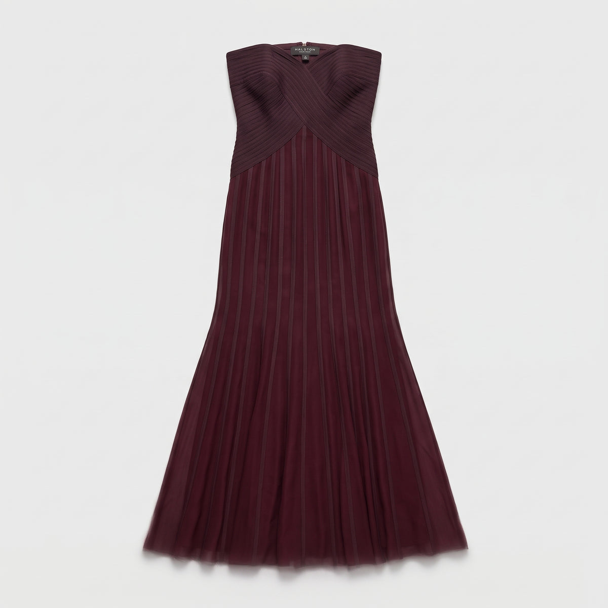 Pleated Strapless Evening Gown