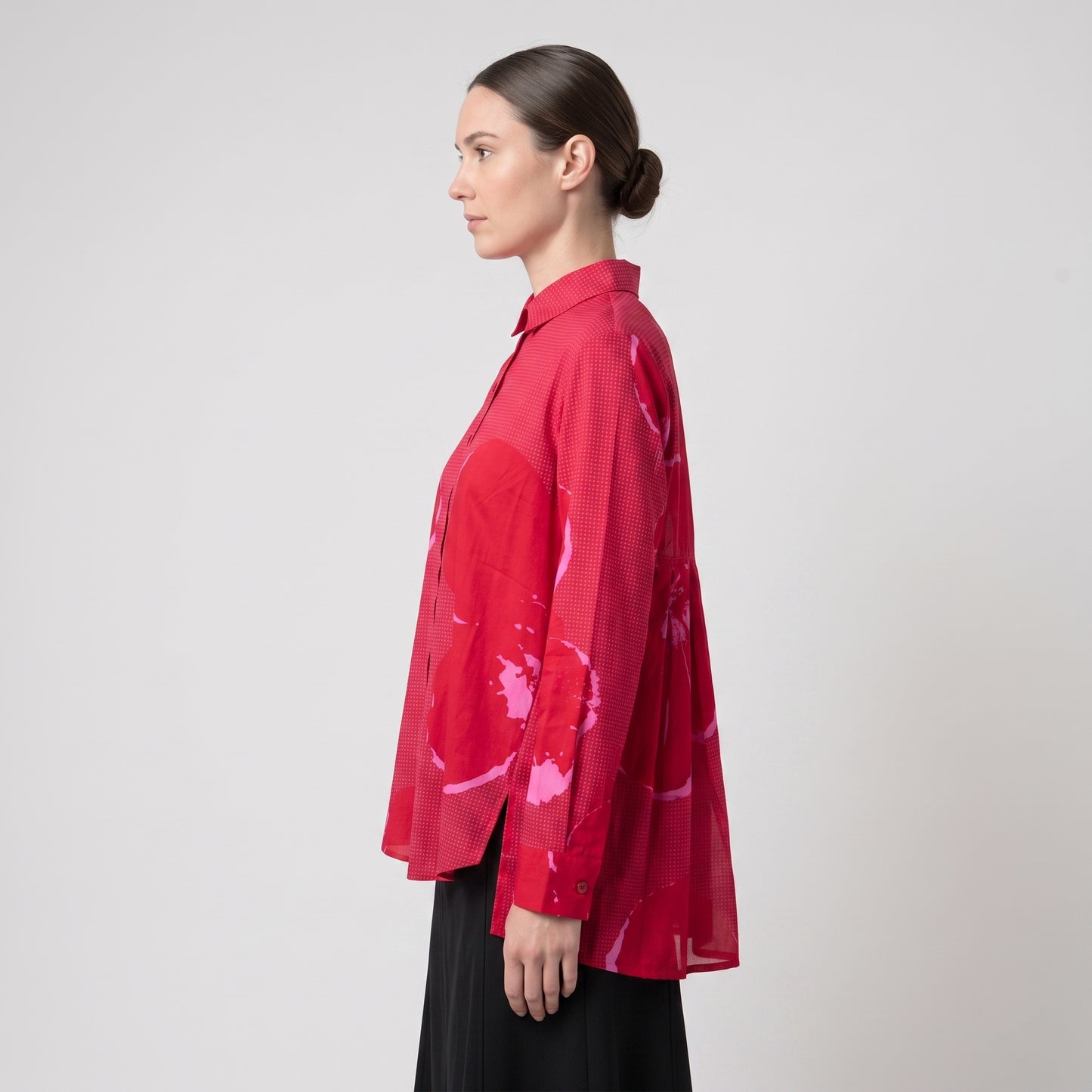 Abstract Floral Print Cotton Shirt